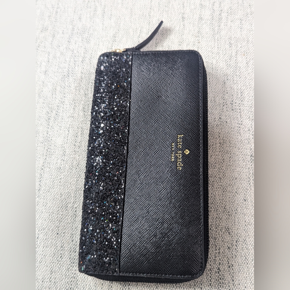 Kate Spade black glitter wallet